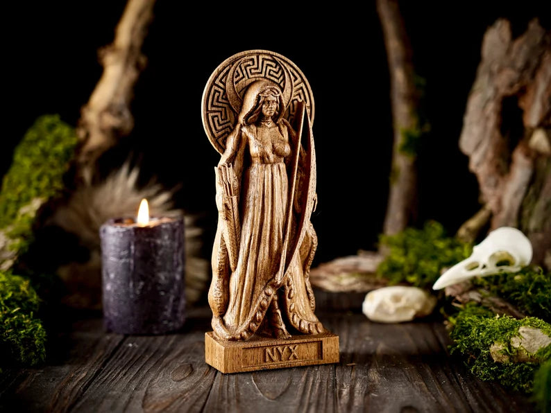 Nyx goddess statue