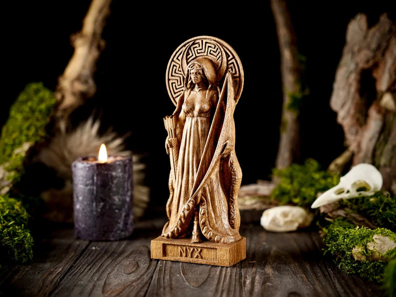Nyx goddess statue