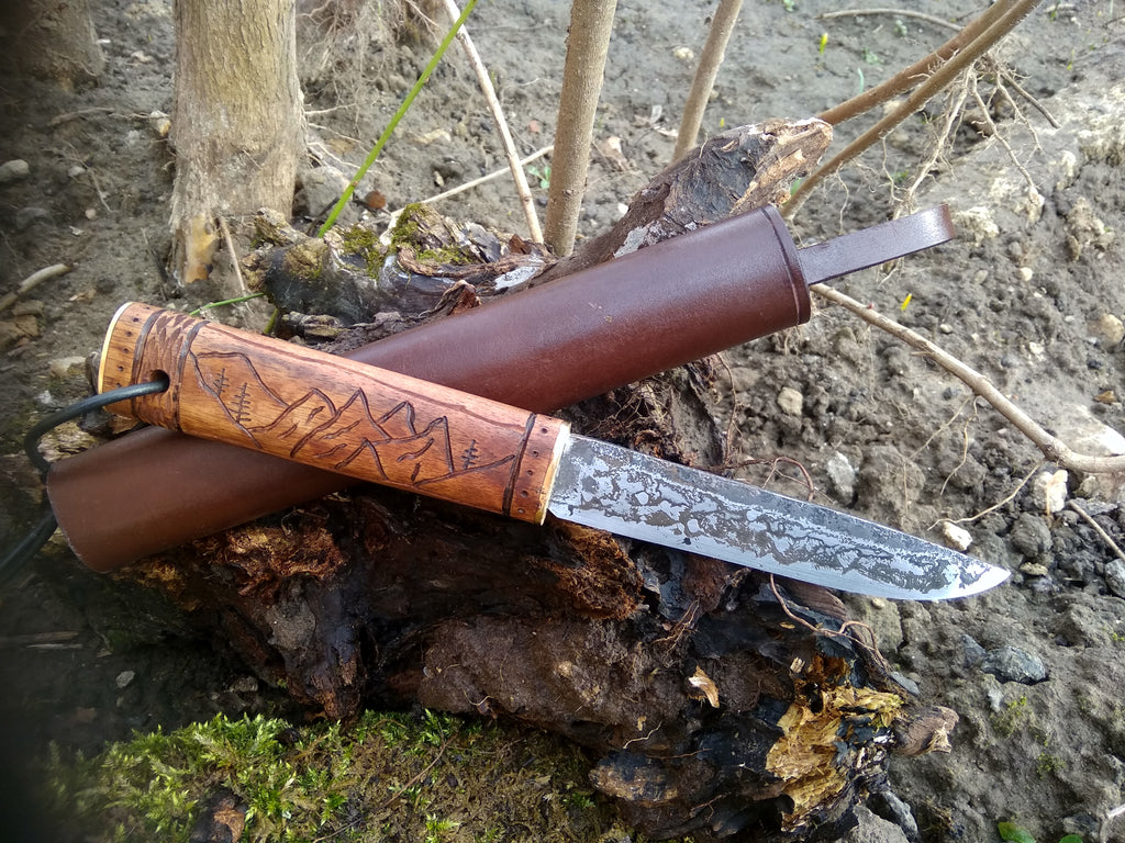 Forged knife with etching - Valhallaworld