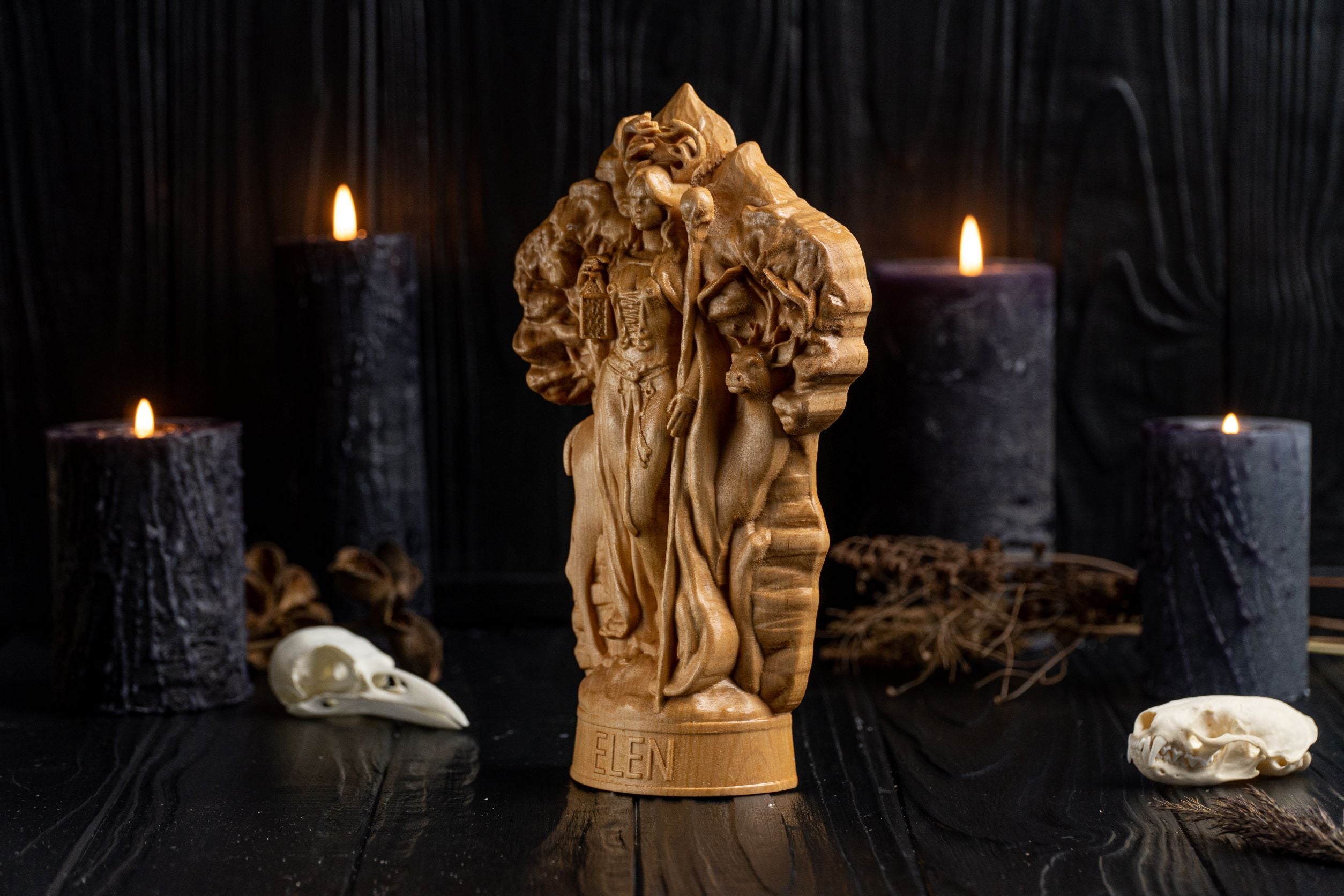 Wooden elen fugurine