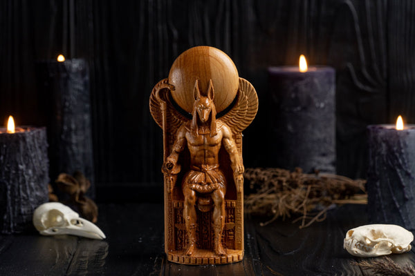 Wooden anubis statue