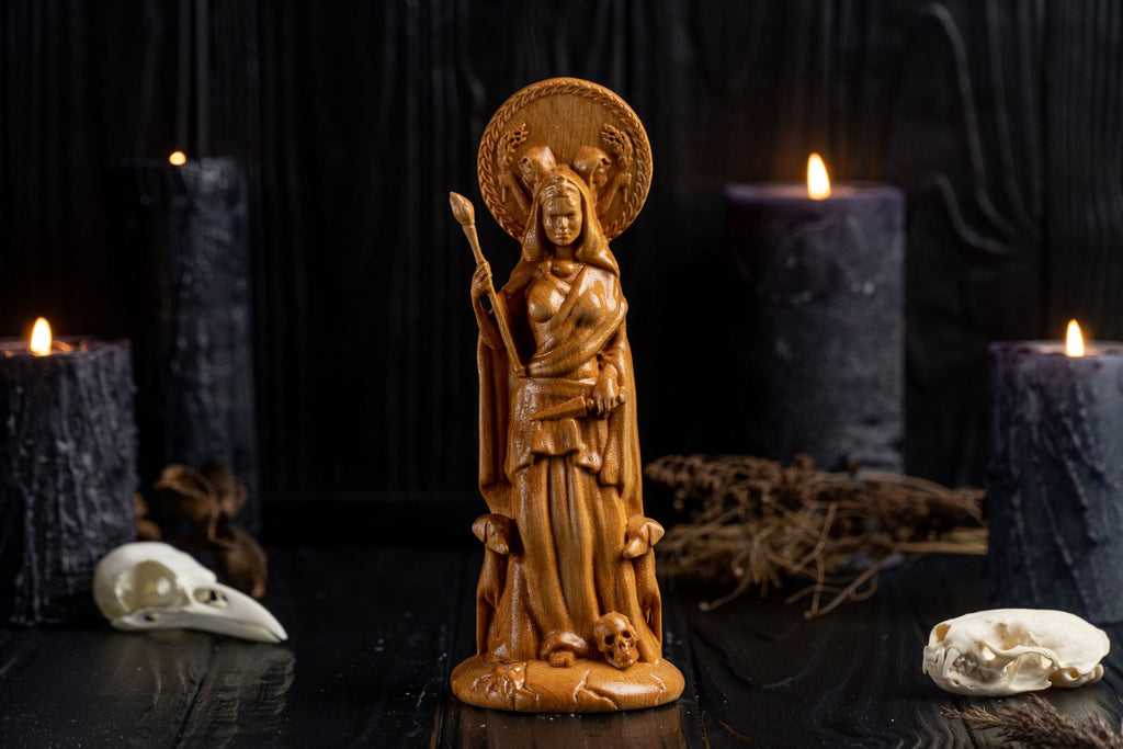 Wooden hecate statue
