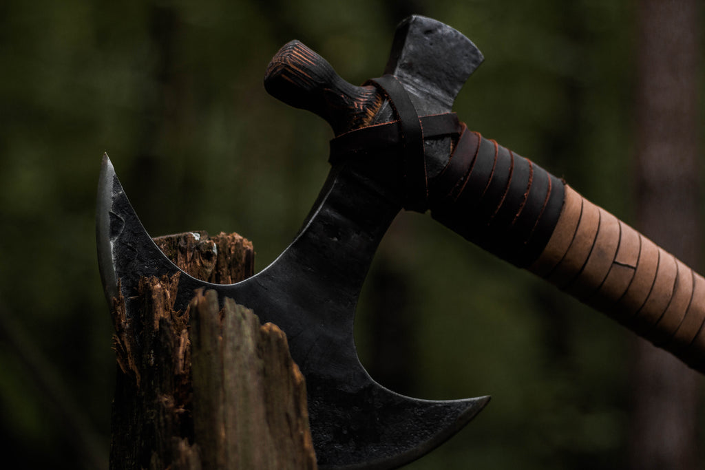 Hand forged medieval axe