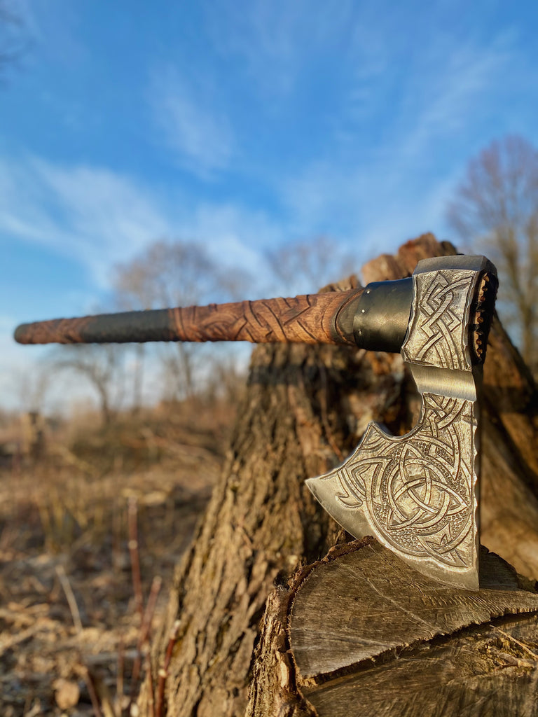 Large engraved axe for sale