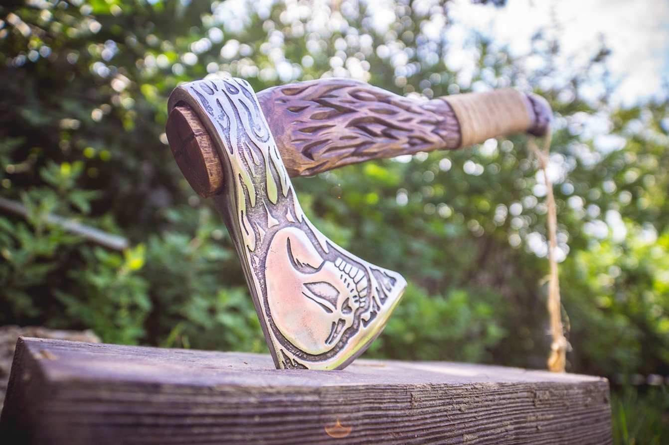 custom engraving on axe head