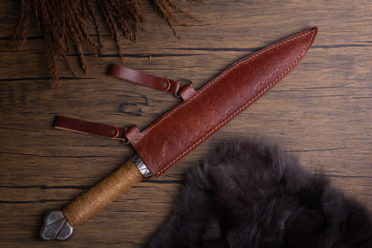 Engraved Seax viking knife, Forged seax knife, Authentic viking knife