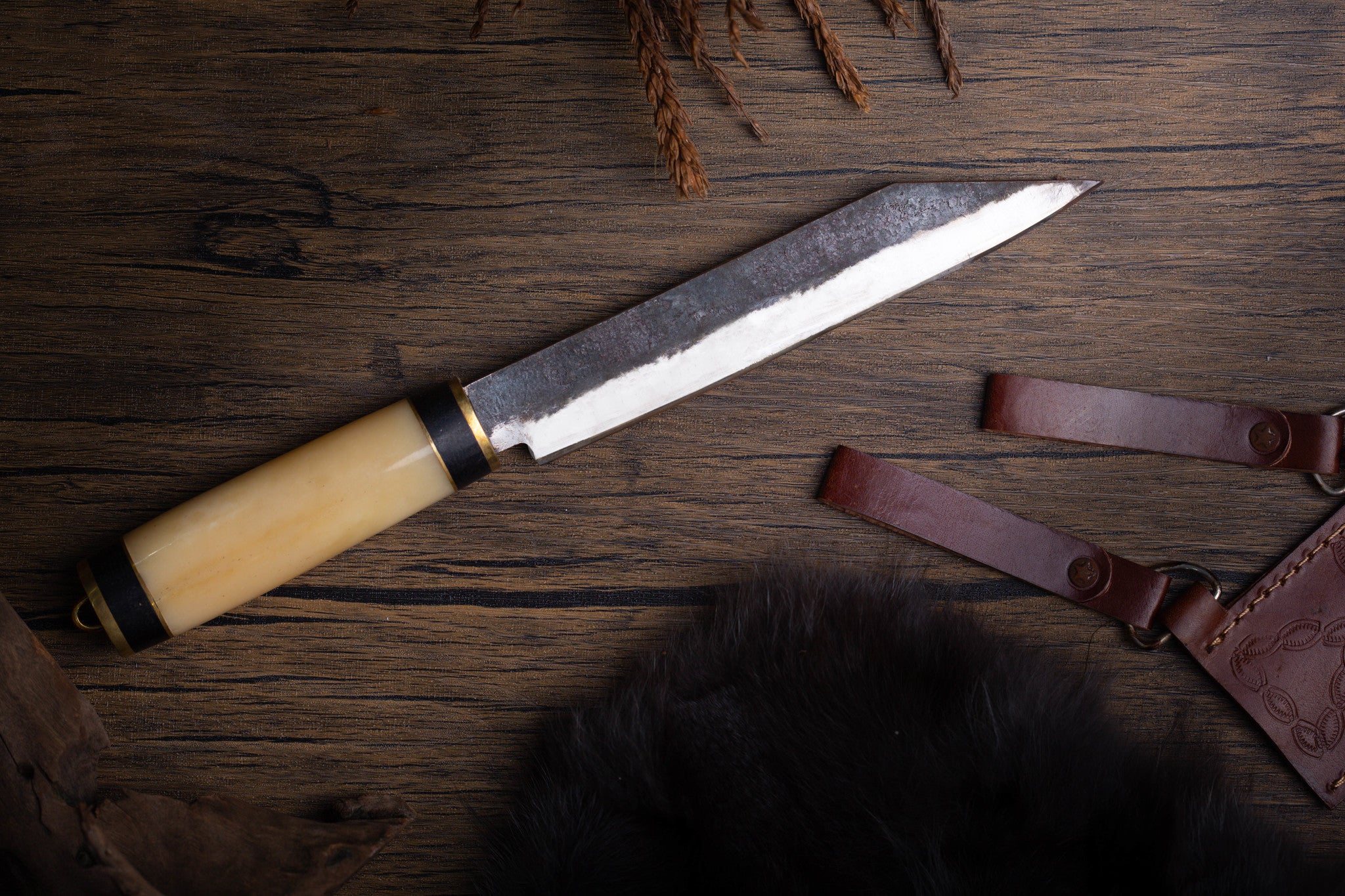 Bone handle large seax knife, 7 days delivery guarantee