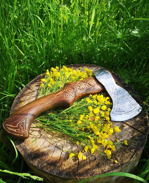 Engraved viking axe for sale