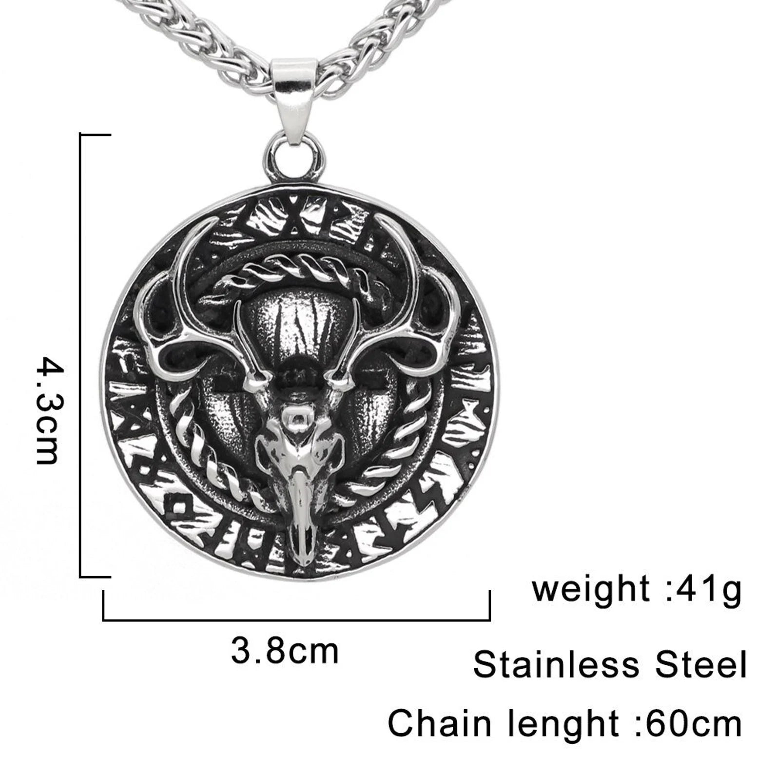 Runic Deer Norse Necklace • 5-7 days delivery within USA