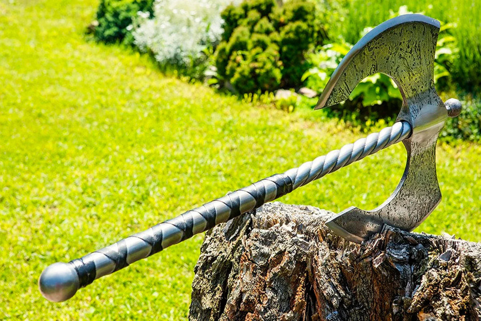 Double sided Damascus axe