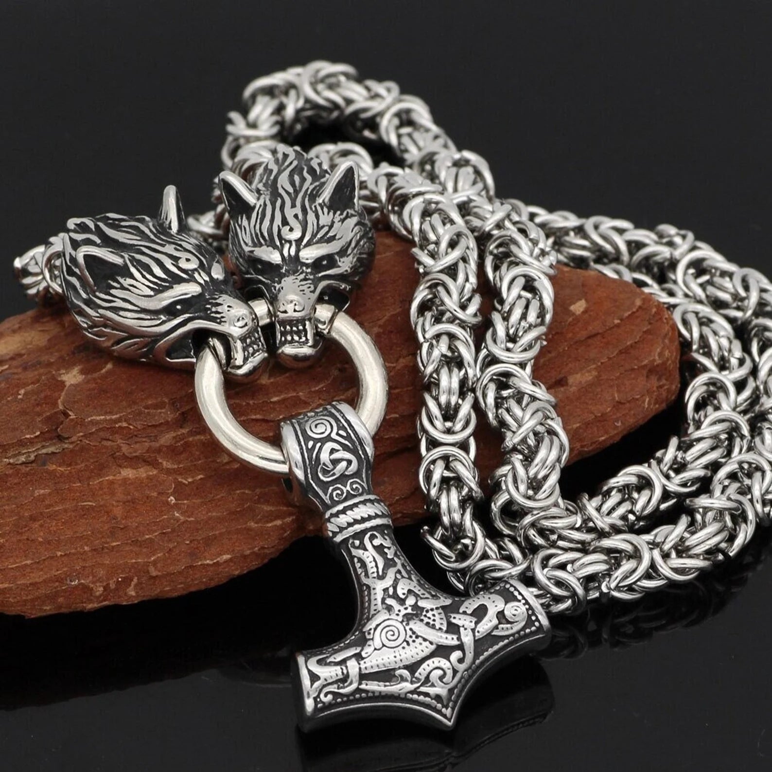 Mjolnir with king chain necklace