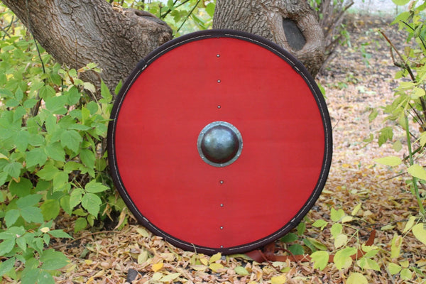 Red round wooden shield 
