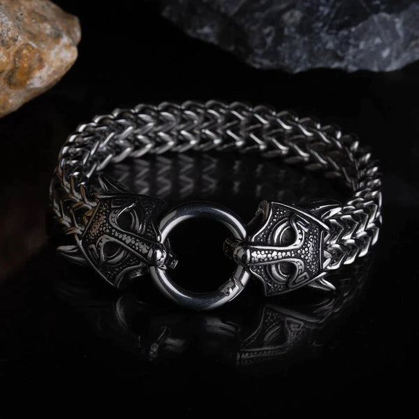 Wolf silver viking bracelet