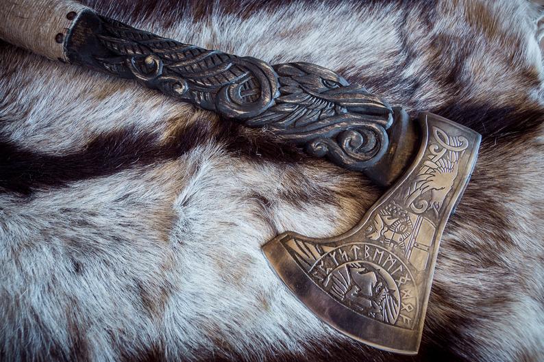 Engraved viking axe head