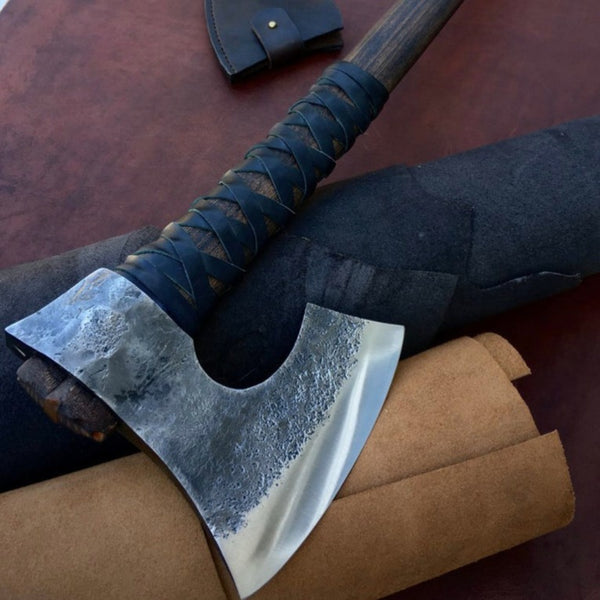 Hand forged bearded axe 