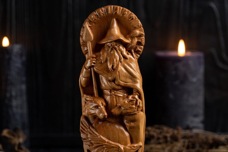 Wooden odin statue
