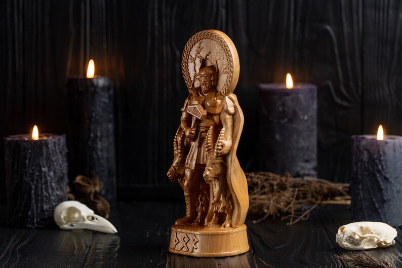 Wooden thor figurine