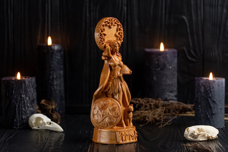 Hand carved freya statue 