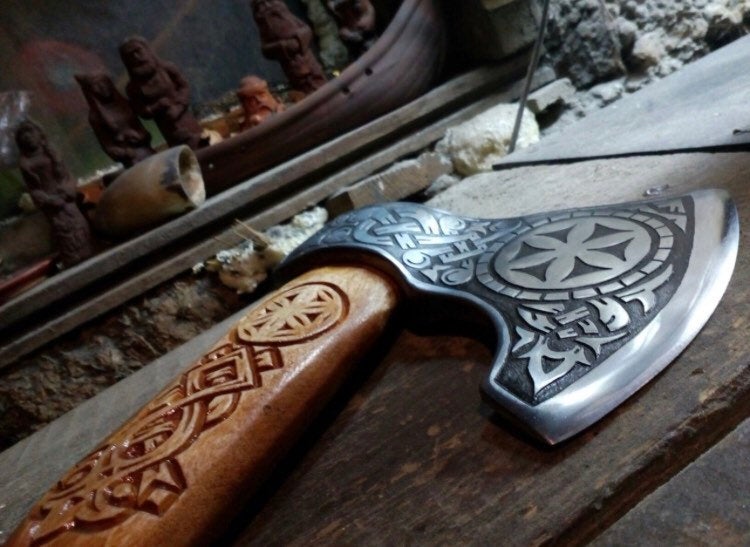 Viking axe - GROM, Battle axe, hand forged axe, war axe, goft axe, tomahawk, throwing axe, christmas in july, iron gift, handmade gift - Valhallaworld
