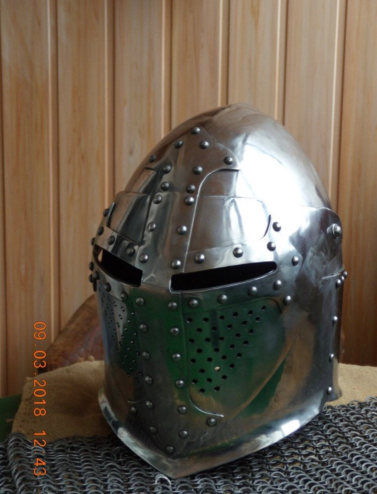 Medieval Knight helmet / medieval helmet / larp helmet / sca helmet / medieval armor / knight helmet - Valhallaworld
