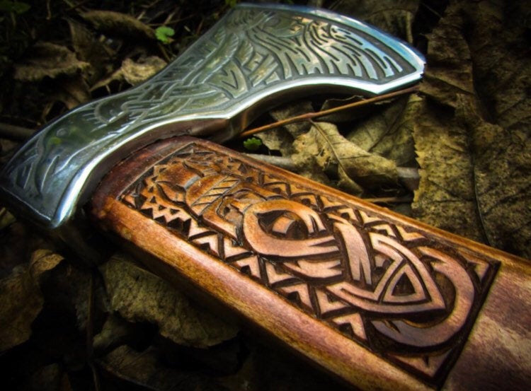 Engraved viking axe for sale
