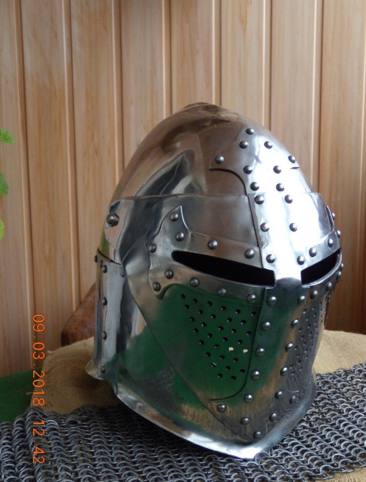 Medieval Knight helmet / medieval helmet / larp helmet / sca helmet / medieval armor / knight helmet - Valhallaworld