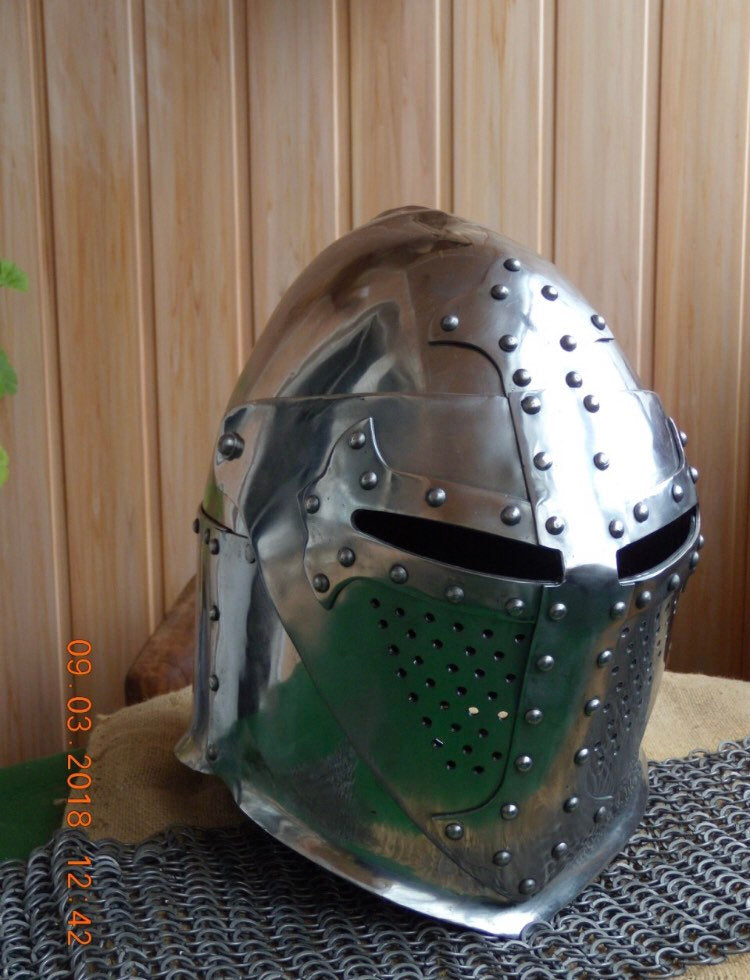 Medieval Knight helmet / medieval helmet / larp helmet / sca helmet / medieval armor / knight helmet - Valhallaworld